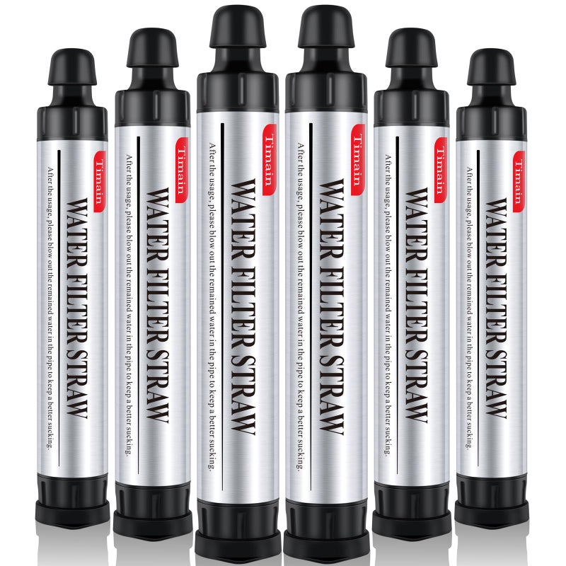 Timain 6 Pack Timain 4-Stage Filtration,High Flow Rate Water Filter Straw,Water Purifier Survival for Emergency Kits,Travel,Camping, Hiking,Fishing,Hunting (6) - Image 1