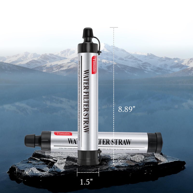 Timain 6 Pack Timain 4-Stage Filtration,High Flow Rate Water Filter Straw,Water Purifier Survival for Emergency Kits,Travel,Camping, Hiking,Fishing,Hunting (6) - Image 2