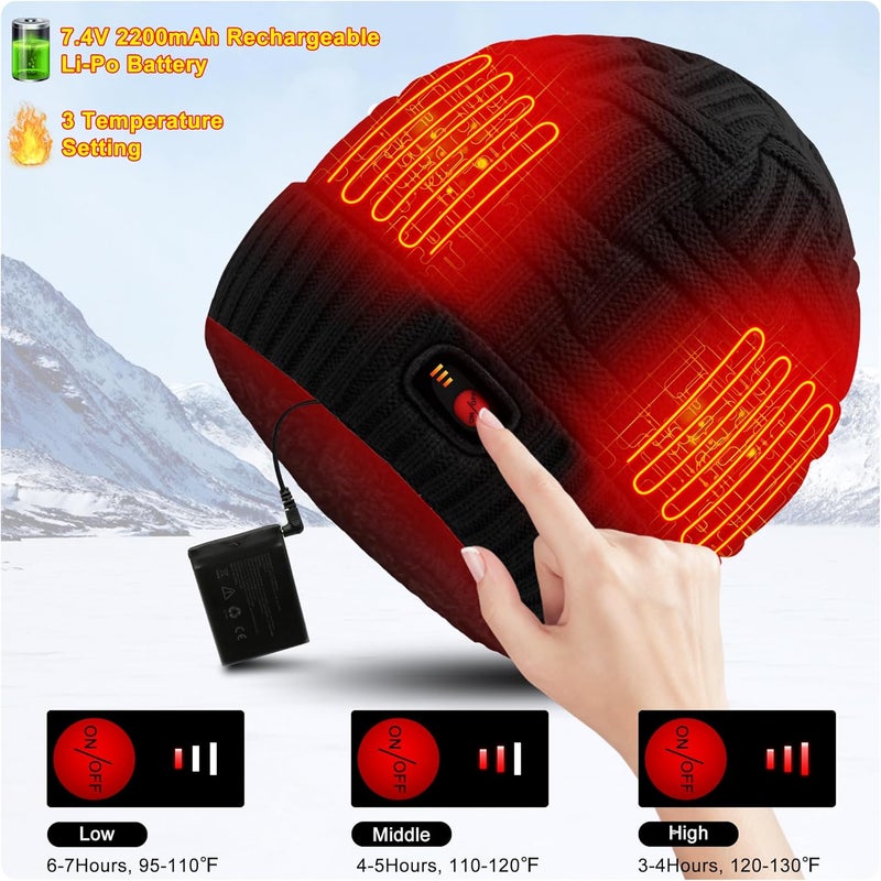 SVPRO Battery Heated Beanie Hat - Rechargeable Warm Winter Cap - Image 3