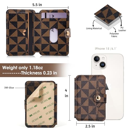 M-Plateau Card Holder for Phone, Stick On Phone Wallet With 3M Adhesive (Brown and Black) - Image 4