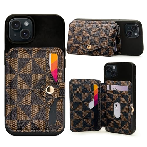 M-Plateau Card Holder for Phone, Stick On Phone Wallet With 3M Adhesive (Brown and Black) - Image 1