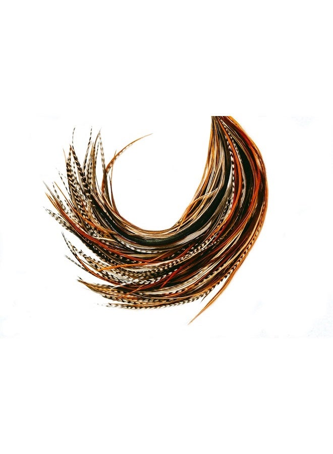 Feather Headz 21 Natural Color Hair Feathers - 9”- 14” Long - Feathers for Hair Extension - DIY Kit - Eye-Catching Design - 20 Micro-link Beads - 100% Real Rooster Feathers - Professional Color Hair Feathers - Image 1