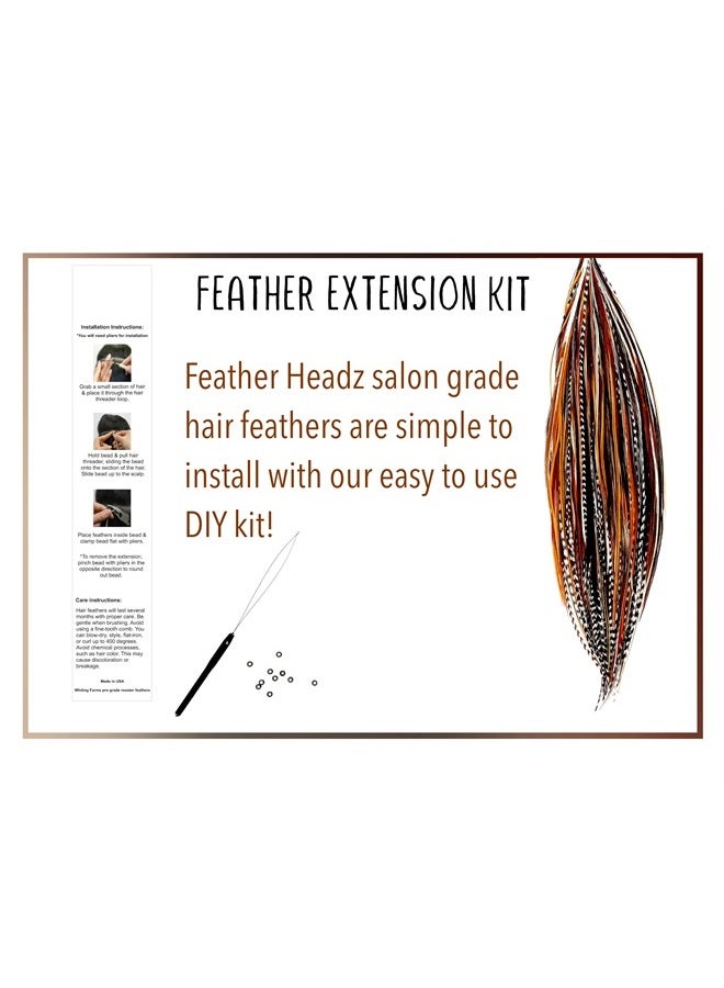 Feather Headz 21 Natural Color Hair Feathers - 9”- 14” Long - Feathers for Hair Extension - DIY Kit - Eye-Catching Design - 20 Micro-link Beads - 100% Real Rooster Feathers - Professional Color Hair Feathers - Image 3