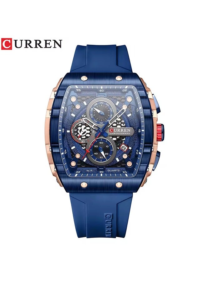 CURREN Top Brand Men's Watches Luxury Square Quartz Wristwatch Waterproof Luminous Chronograph Watch for Men Date Clock - Image 1