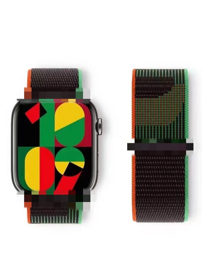 General - Apple Watch 9/8 Ultra Metal Frame Tempered Glass Film, Apple Watch All-in-One Protective Film with Nylon Cluster Light Mosaic 49mm Strap - Image 1