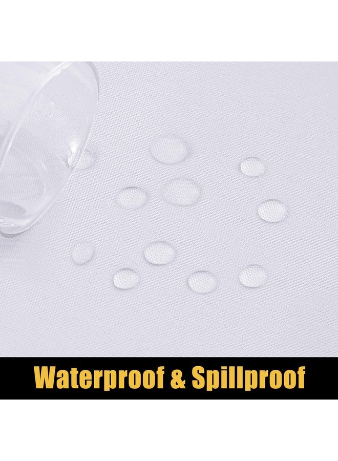 Smiry Rectangle Picnic Table Cloth, Waterproof Elastic Fitted Tablecloths for 6 Foot Tables, Washable Polyester Table Cover for Camping, Indoor and Outdoor (White, 30"x72") - Image 4