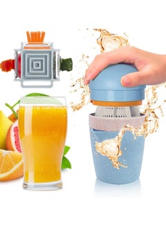Premium Manual Fruits Juicer Squeezer, SYOSI 2 in 1 Orange Citrus Juicer Come with 4 in 1 Peeler, BPA Free, 2 Kinds of Operations Making a Variety of Lime Juices, Easy to Use and Clean (Blue)