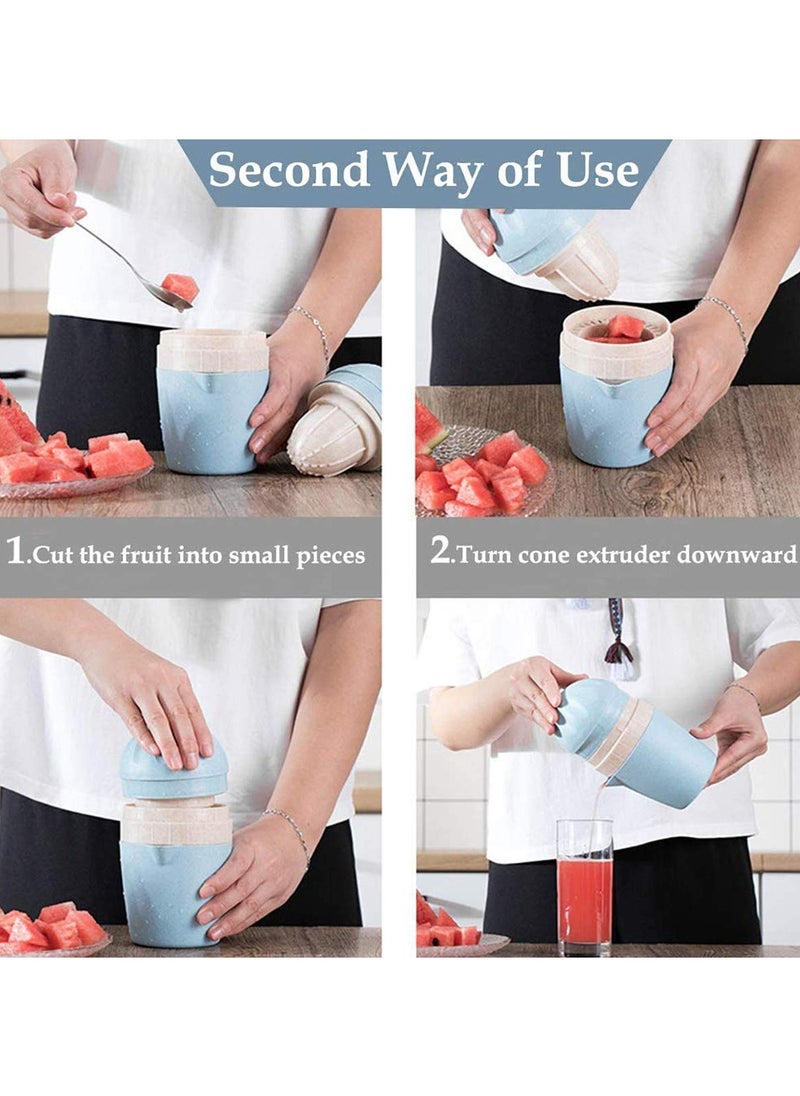 SYOSI - Premium Manual Fruits Juicer Squeezer, SYOSI 2 in 1 Orange Citrus Juicer Come with 4 in 1 Peeler, BPA Free, 2 Kinds of Operations Making a Variety of Lime Juices, Easy to Use and Clean (Blue) - Image 1