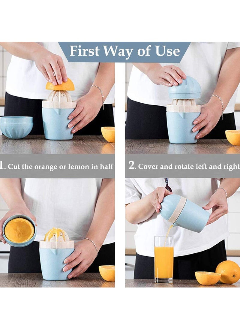 SYOSI - Premium Manual Fruits Juicer Squeezer, SYOSI 2 in 1 Orange Citrus Juicer Come with 4 in 1 Peeler, BPA Free, 2 Kinds of Operations Making a Variety of Lime Juices, Easy to Use and Clean (Blue) - Image 1