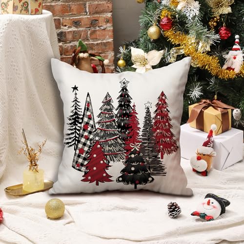 DFXSZ Christmas Pillow Covers 18x18 Inch Set of 2 Xmas Tree Decorative Throw Pillows Winter Christmas Decor for Home Couch TH50F18 - Image 3