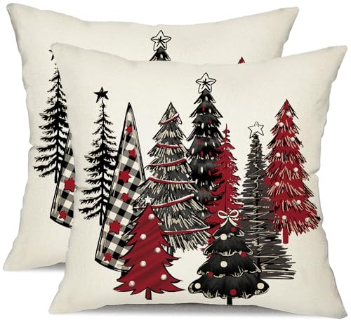 DFXSZ Christmas Pillow Covers 18x18 Inch Set of 2 Xmas Tree Decorative Throw Pillows Winter Christmas Decor for Home Couch TH50F18 - Image 1