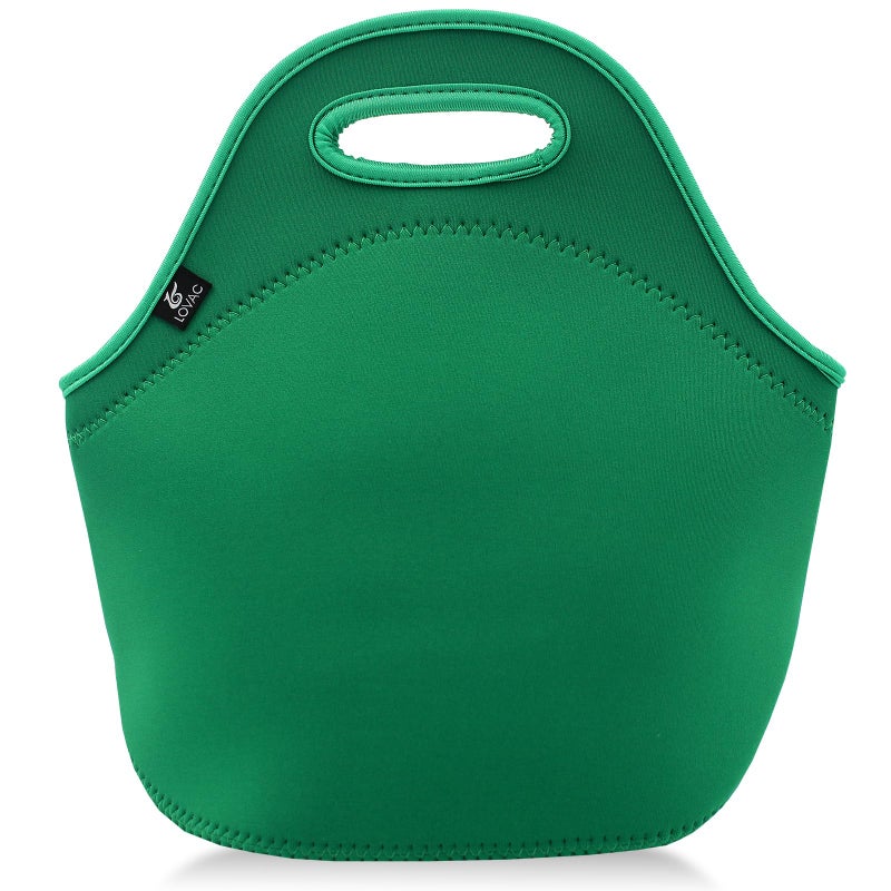 LOVAC Neoprene Lunch Bag Thick Insulated Lunch Bag  Durable  Waterproof Lunch Tote With Zipper For Outdoor Travel Work Green