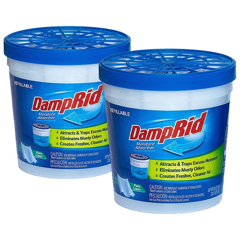 DampRid Pure Linen Refillable Moisture Absorber 105oz cups 2 pack Traps Moisture for Fresher Cleaner Air
