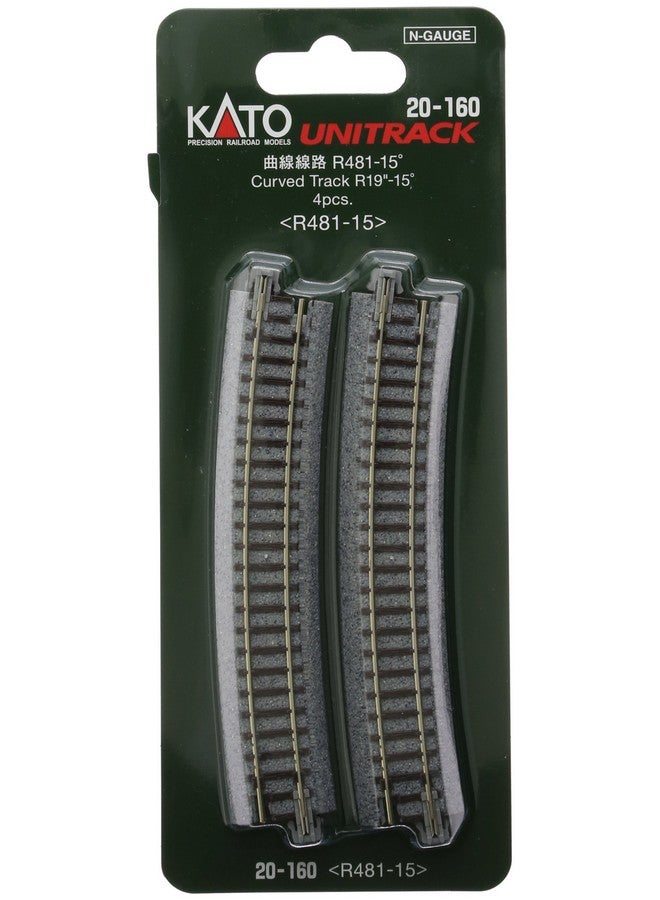 Kato USA Model Train Products Unitrack 481Mm (19") Radius 15Degree Curve Track (4Piece) - Image 1