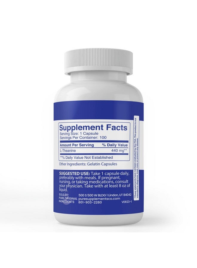 Pure Organic Ingredients Pure Original Ingredients Ltheanine (100 Capsules) Always Pure No Additives Or Fillers Lab Verified - Image 3