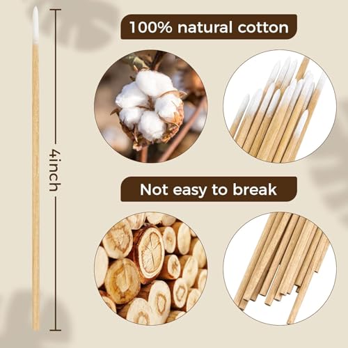 THR3E STROKES 100PCS Pointed Cotton Swabs in Storage Box - 4 inch Precision Microblading Cotton Tip Applicators - Small Cotton Stick for Makeup, Cosmetics, Eyebrows, Nails, Tattoo Permanent Supplies - Image 3