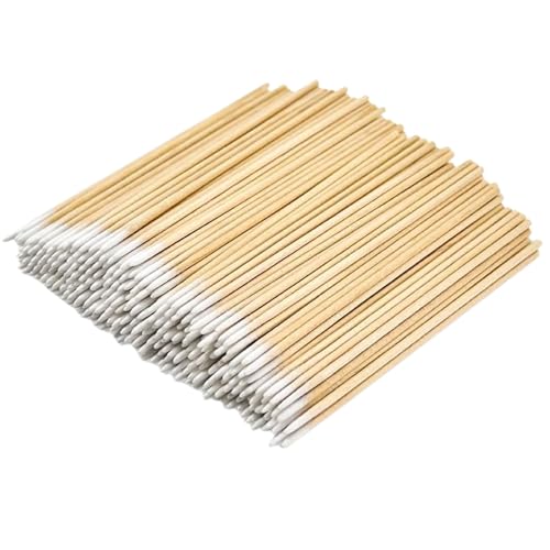 THR3E STROKES 100PCS Pointed Cotton Swabs in Storage Box - 4 inch Precision Microblading Cotton Tip Applicators - Small Cotton Stick for Makeup, Cosmetics, Eyebrows, Nails, Tattoo Permanent Supplies - Image 1
