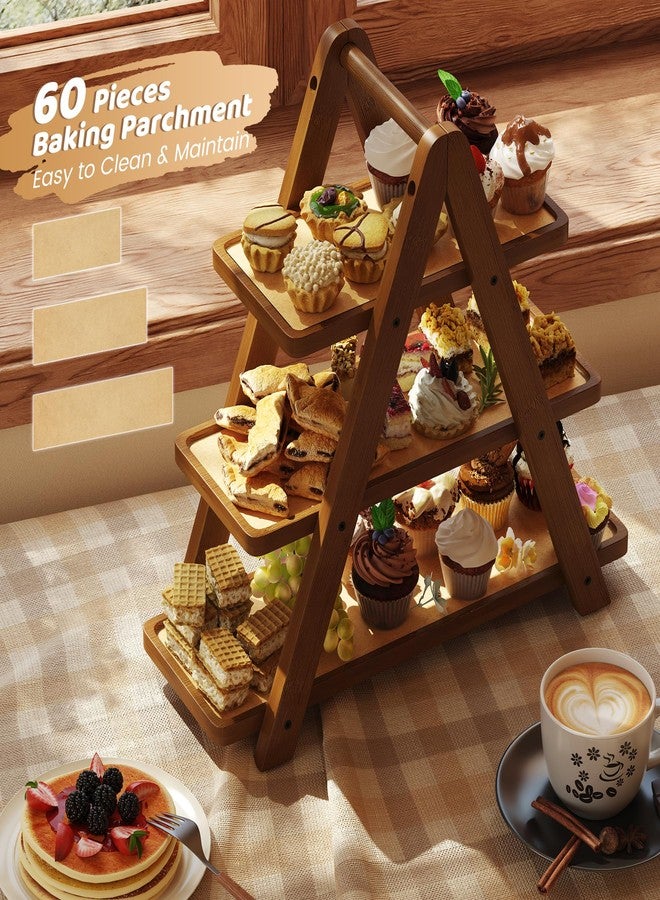Vriccc 3 Tier Serving Tray, Wooden Cupcake Stand, and Towers Serving Tray for Party Food, Farmhouse Serving Platter, Decorative Tray, Decor Dessert Display Set, Tiered Tray Stand - Image 4