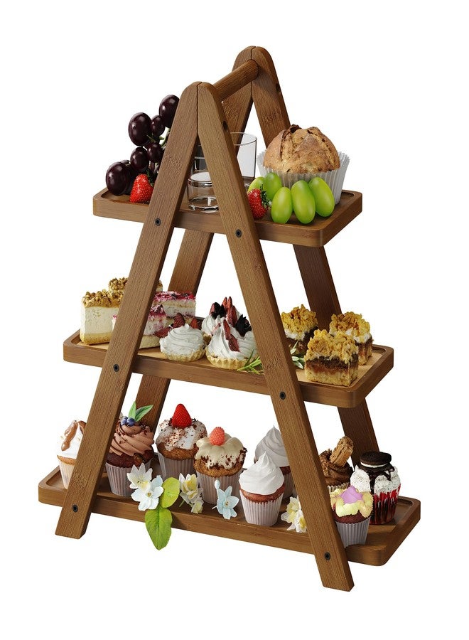 Vriccc 3 Tier Serving Tray, Wooden Cupcake Stand, and Towers Serving Tray for Party Food, Farmhouse Serving Platter, Decorative Tray, Decor Dessert Display Set, Tiered Tray Stand - Image 1