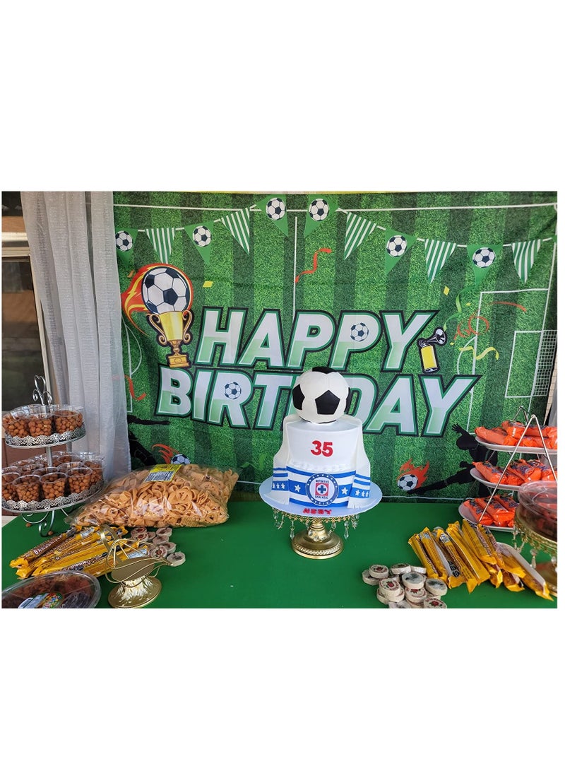 SYOSI Football Party Decorations, Soccer Birthday Party Backdrop Football Field Photo Background for Soccer Theme Birthday Party Photo Booth Props for Boys Kids Cake Table Decorations, 5.9 x 3.6 Feet - Image 2