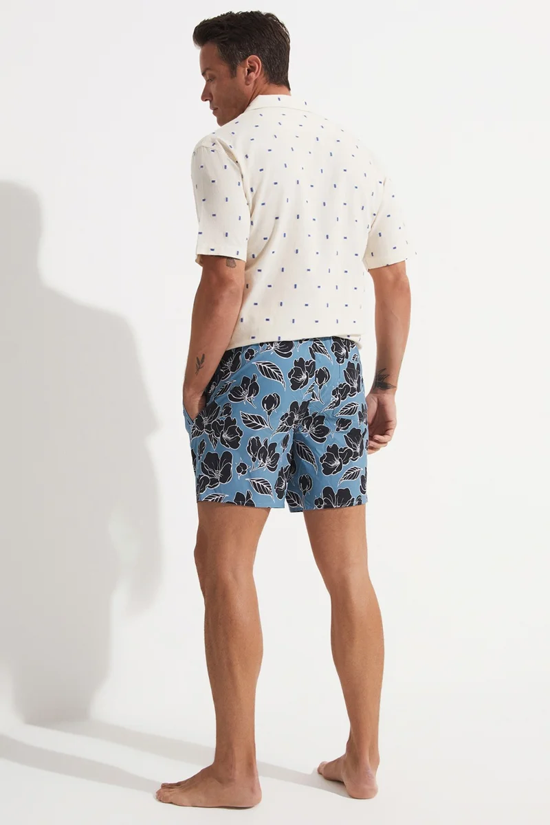 JUNE Men's Regular Fit Patterned Denim Shorts