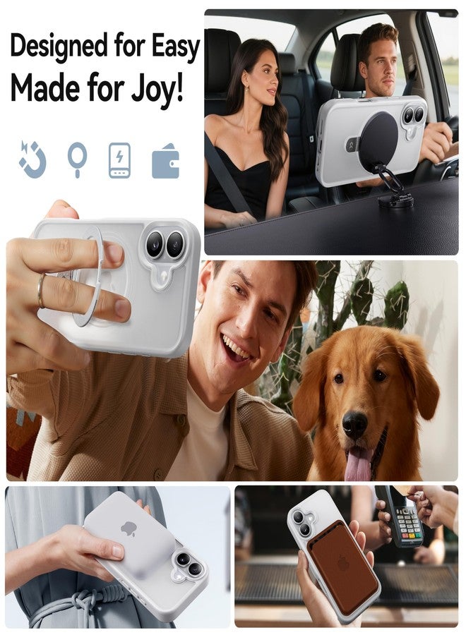 CASEKOO Designed for 17 Case with Magnetic Invisible Stand [Military Drop Protection] [Compatible with MagSafe] Shockproof Translucent Matte Slim Phone Cover 6.3", White - Image 4