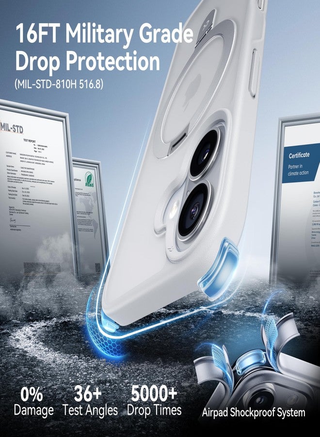 CASEKOO Designed for 17 Case with Magnetic Invisible Stand [Military Drop Protection] [Compatible with MagSafe] Shockproof Translucent Matte Slim Phone Cover 6.3", White - Image 5