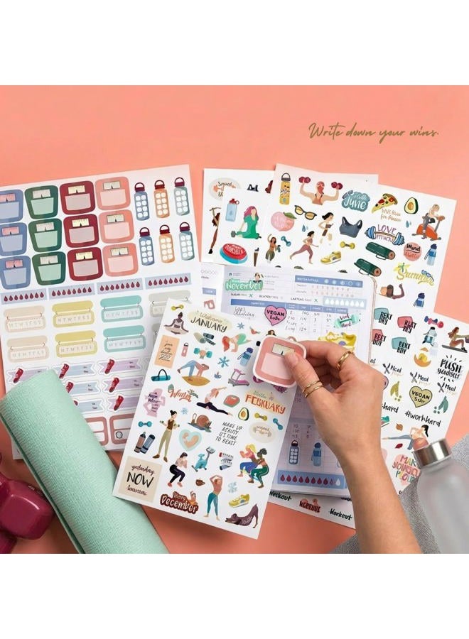 Oriday Health & Wellness, Workout - Set of 366 Stickers, 6 Sheets for Fitness Stickers - Mom, Student, Habit Tracker, for Monthly, Weekly & Daily Planner, Calendar or Journal - Sticker Book for Women - Image 4
