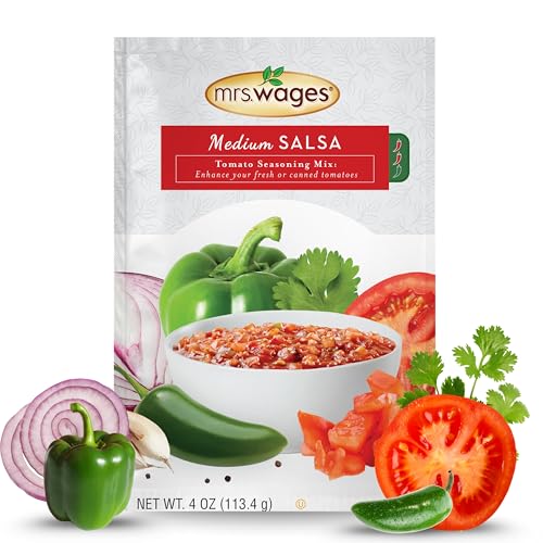 Mrs. Wages Medium Salsa Canning Mix, Easy-To-Use, Simple Homemade Salsa, Flavorful Spice, Enhance Your Tomatoes, 4 oz Packet (Value Pack Of 6) - Image 1