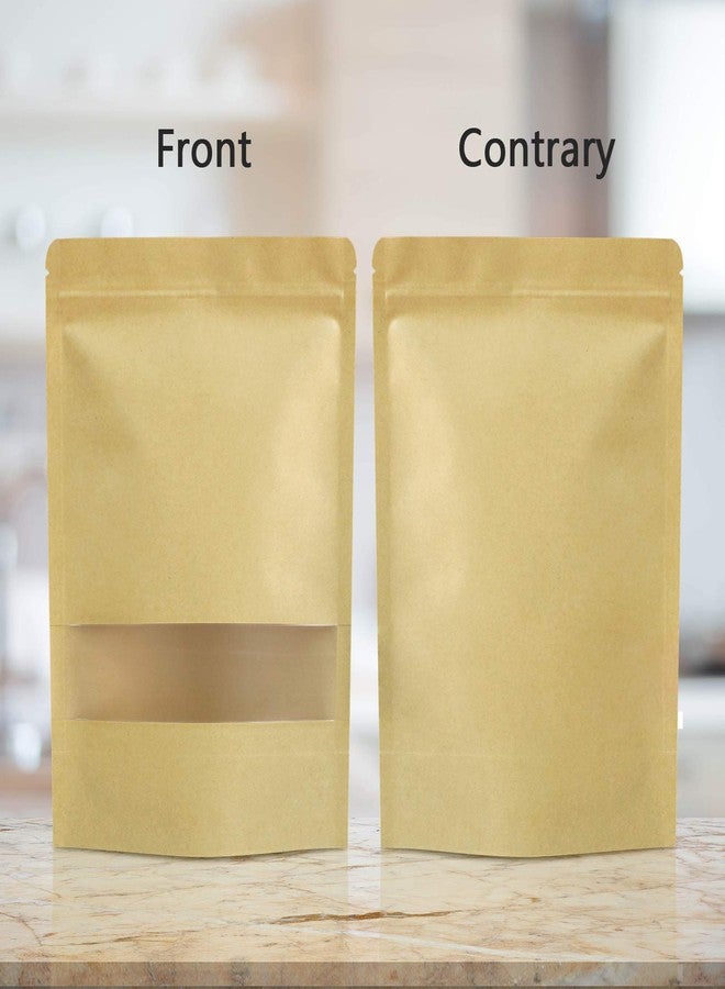 FireKylin 100 Pcs Resealable bags,3.5" x 5.5" Stand Up Kraft Paper Bags with Matte Window, Zip Lock Food Storage Bags for Packaging Products, Reusable, Sealable - Image 3