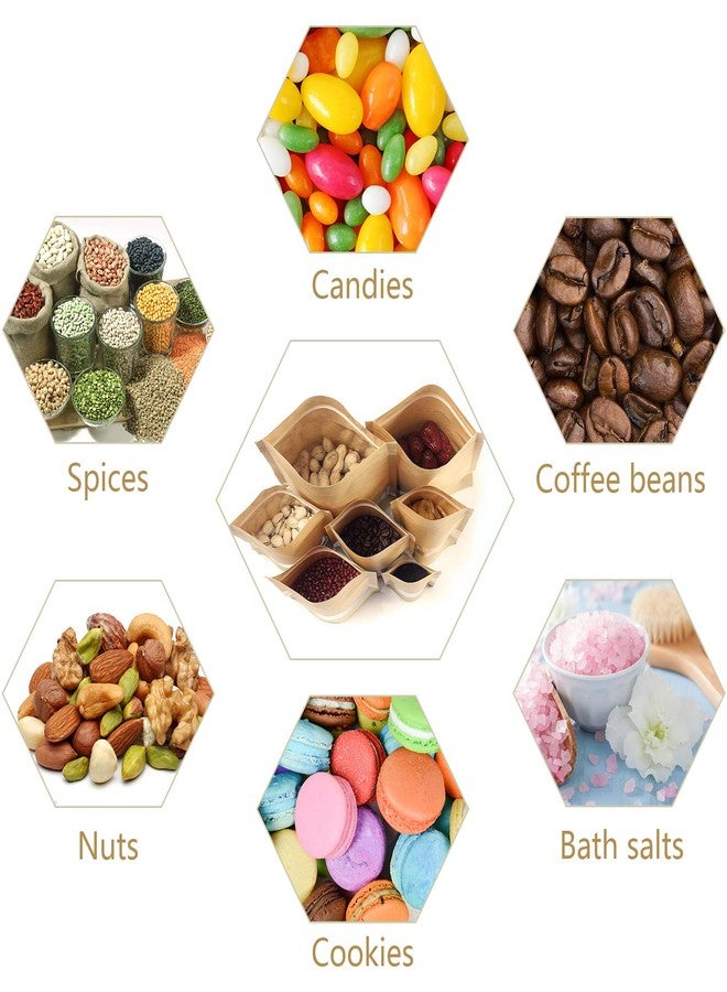 FireKylin 100 Pcs Resealable bags,3.5" x 5.5" Stand Up Kraft Paper Bags with Matte Window, Zip Lock Food Storage Bags for Packaging Products, Reusable, Sealable - Image 5