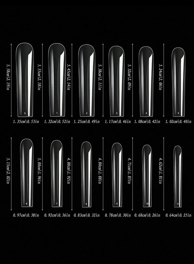 240 قطعة من أظافر صناعية كبيرة جدًا، أظافر راقصة باليه طويلة جدًا، أظافر صناعية، تغطية كاملة، أطراف جل غير لامعة، فن الأظافر الأمريكي، أطراف كبسولة - Image 4