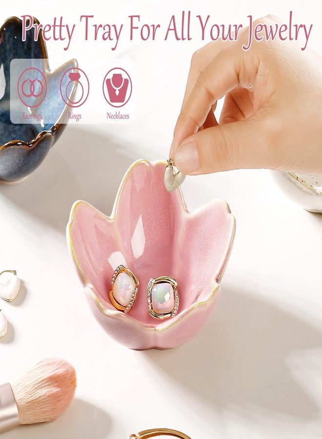 Binoster Jewelry Dish Birthday Christmas Gifts For Women Ceramic Ring Holder Jewelry Tray Vanity Organizer Pink Room Decor Aesthetic Dorm Bathroom Decor Decorative Trinket Dish for Rings Earrings Necklaces - Image 4