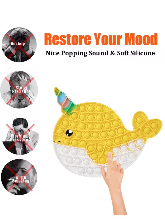 Push Pop Bubble Fidget Toy Silicone Animal Sensory Squeeze Toy Stress Relief Anti-Anxiety ADHD Autism Special Fidget Popper Gift for Kids and Adults Whale B  - Image 4