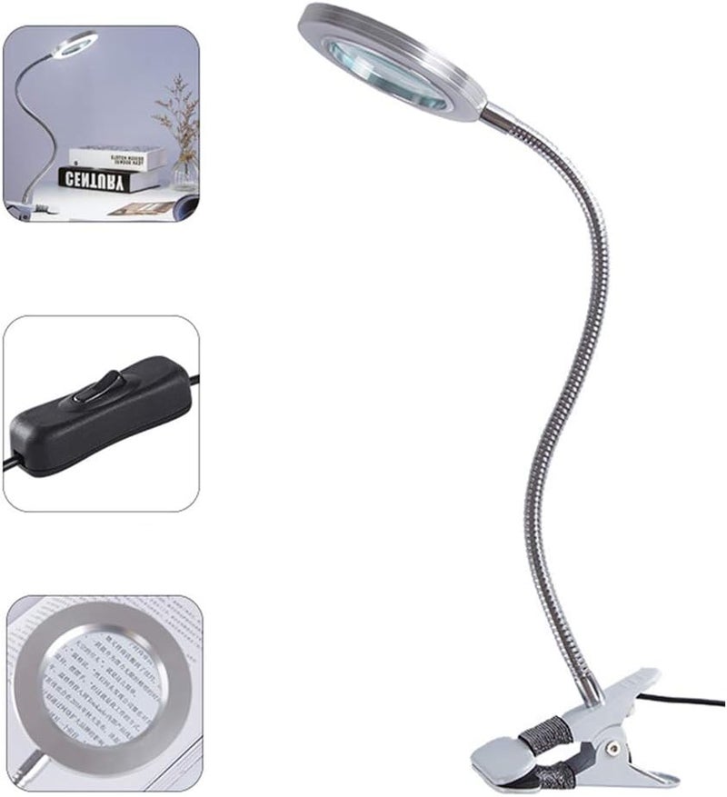 klarako 1 Piece LED Magnifier Lamp 360° Flexible Magnifier LED Lamp with Metal Clamp for Repairing, Crafts, Reading, Sewing and Artwork - Image 1