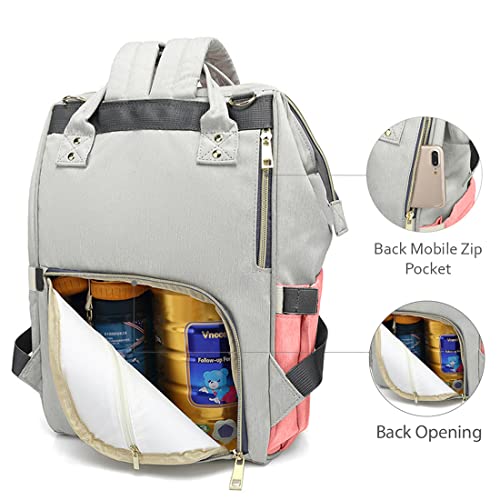 PACKNBUY Stylish Diaper Bag for Mothers for Travel, Hospital Bag for Delivery Women, Maternity Bag with Insulated Bottle Pockets, Spacious and Water Resistant Baby Diaper Bag (Pink) - Image 3