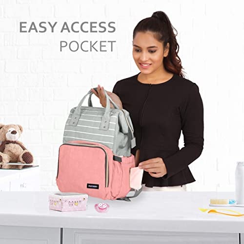PACKNBUY Stylish Diaper Bag for Mothers for Travel, Hospital Bag for Delivery Women, Maternity Bag with Insulated Bottle Pockets, Spacious and Water Resistant Baby Diaper Bag (Pink) - Image 5