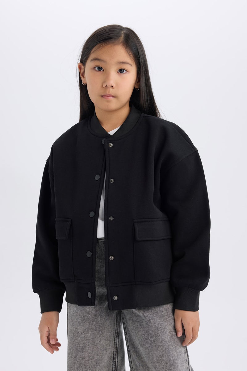 DeFacto Girl College Collar Basic Soft Furry Inside Bomber Jacket - Image 5