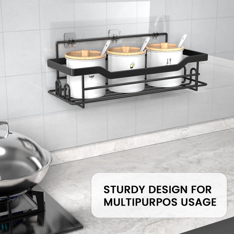 BATHDESIGN Shower Caddy Shelves Organizer Rack, Single Pack Shower Caddy,No Drilling Wall Mounted Self Adhesive Shower Shelves for Inside Shower, Matte Black - Image 3
