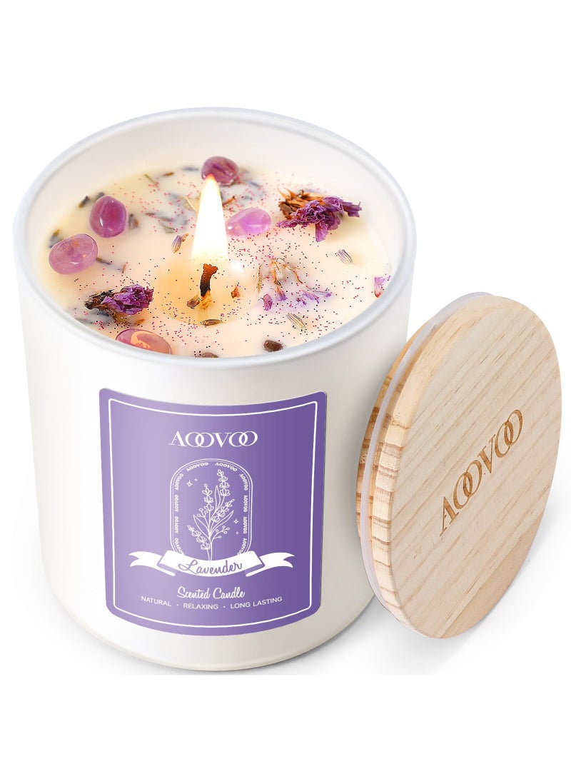 عربست شموع برائحة اللافندر للنساء - شمعة للعلاج بالروائح مع بلورات بداخلها، شموع الصويا 10 أونصات للمنزل برائحة عطرية، هدايا عيد ميلاد وشموع عيد الأم للنساء - Image 1