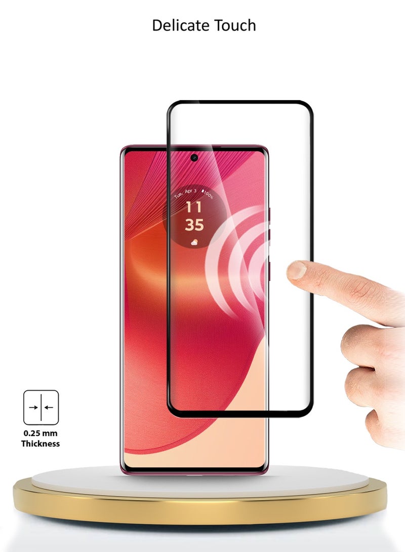 Wtech Motorola Edge 50 Fusion / Motorola S50 Neo / Motorola Moto G85 5G 2024 Premium Edge-Pro Series Full Glue Full Cover Tempered Glass Screen Protector - Clear/Black  - Image 3
