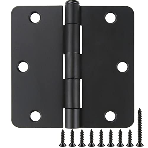 JIW 12 Pack Black Door Hinges Black Matte Black Hinges for Doors 3 1/2 Interior Door Hinges 3.5" x3.5 Inch Hinges Rounded 1/4" Raidus Standard Residential Bedroom Door Hinge Sturdy Door Hardware - Image 1