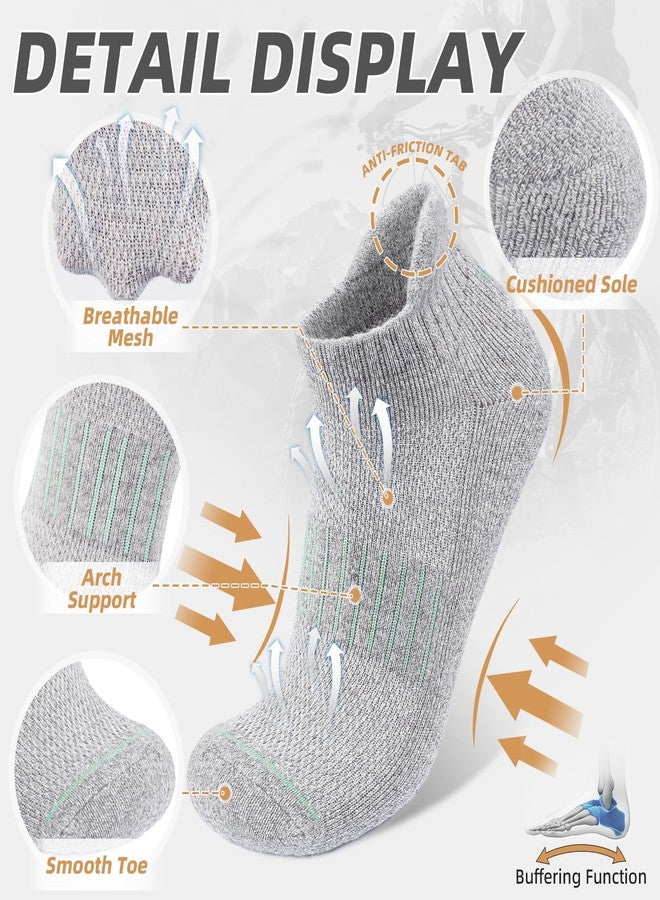 Lapulas Merino Wool Ankle Hiking Running Socks for Men Women Breathable Compression Thick Athletic No Show Socks 6 Pairs, Light Grey, M - Image 4