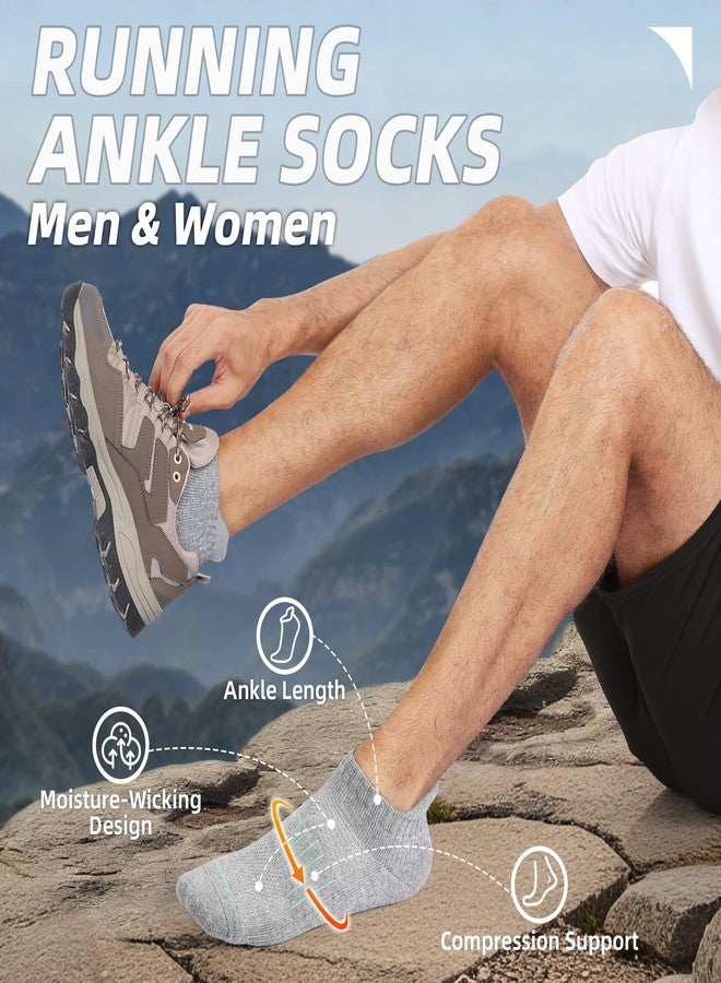 Lapulas Merino Wool Ankle Hiking Running Socks for Men Women Breathable Compression Thick Athletic No Show Socks 6 Pairs, Light Grey, M - Image 2