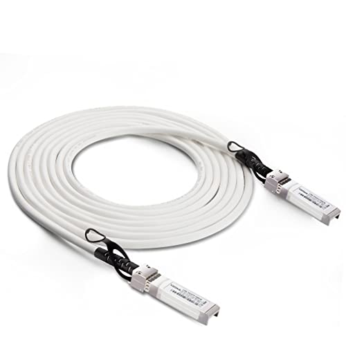 10Gtek [White Colored 10G SFP+ DAC Cable - Twinax SFP Cable for Cisco SFP-H10GB-CU3M, Meraki MA-CBL-TA-3M, Fortinet, Supermicro, Netgear Devices, 3-Meter(10ft) - Image 1