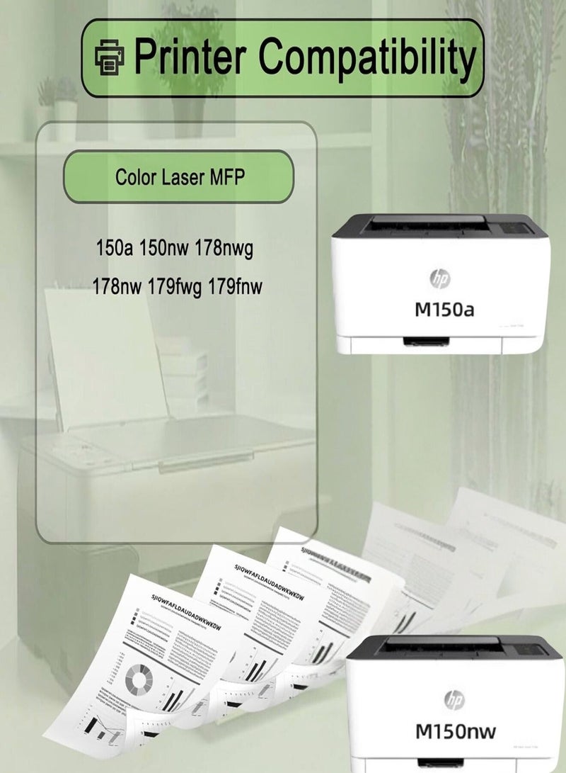 117A W2070A black Toner Cartridge , Compatible with HP Color Laser Printers MFP 179fnw, 178nw, 178nwg, 179fwg, 150a, 150nw - Image 2