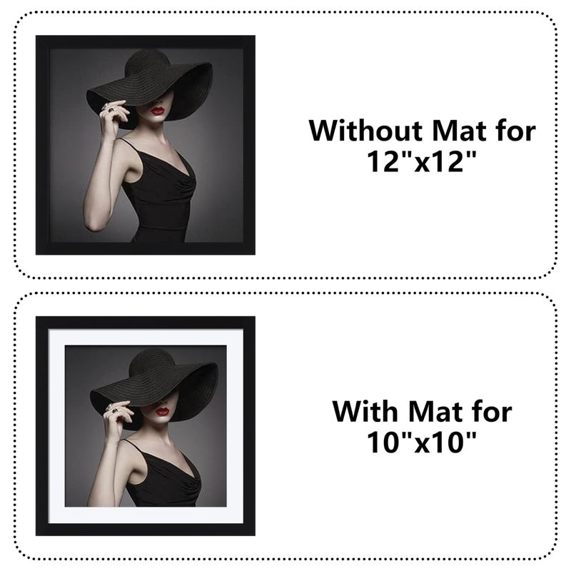 CORE ART 12x12 Picture Frame Set of 4, Display Pictures 10x10 with Mat or 12 x 12 without Mat, Multi Photo Frames Collage for Wall or Tabletop Display, Black - Image 4