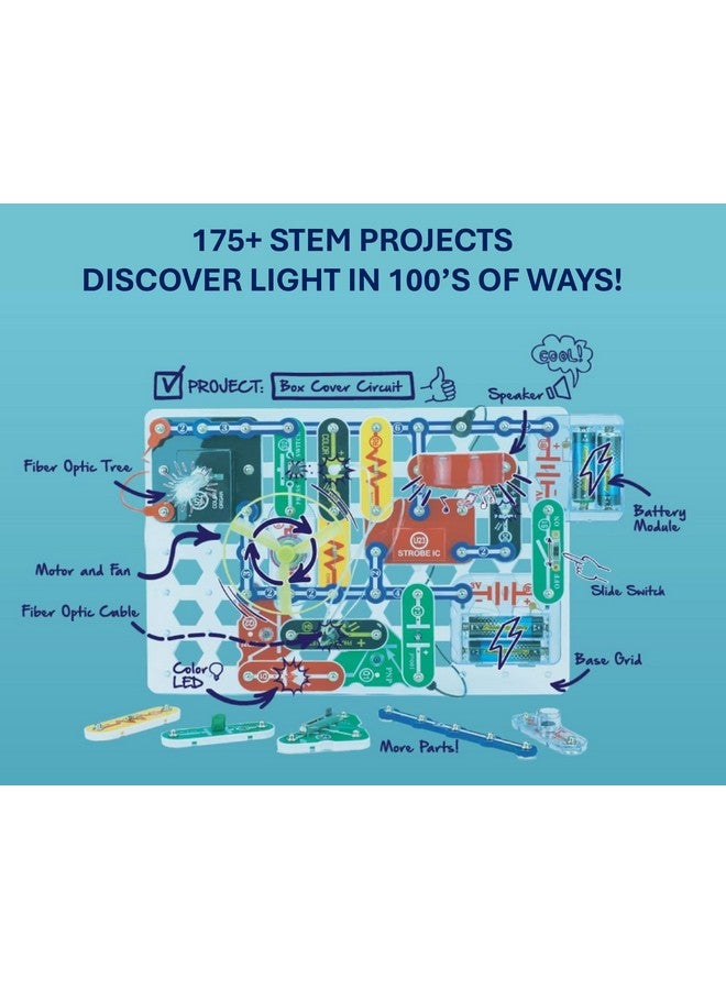 Snap Circuits Light Electronics Exploration Kit | Over 175 Exciting STEM Projects | Full Color Project Manual | 55+ Snap Circuits Parts | STEM Educational Toys for Kids 8+ - Image 4