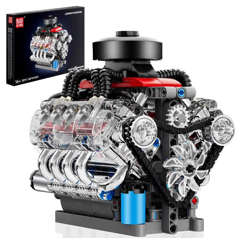 Mould King Mini V8 Engine Kits That Runs, Build Your Own Visible Car Motor, Physical Science Experiment Models for Teens, Best STEM Toy Gifts for 14+ and Adult 10171 (487 Pcs) - Image 1