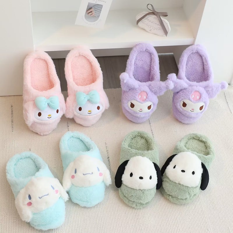 Winter Cute Cartoon Three-Dimensional Melody Plush Home Slippers Home Indoor Floor Girl'S Heart Cotton Slippers - Image 2